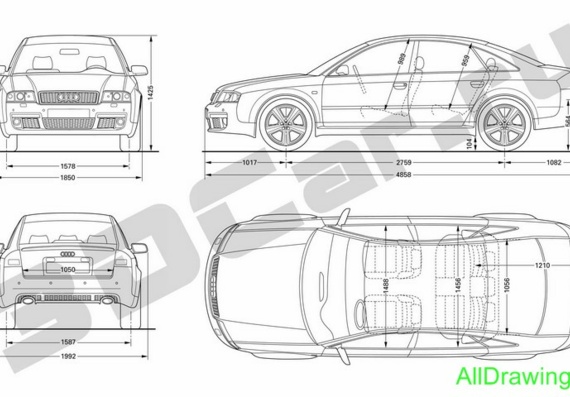 Audi RS6 (2002) (Ауди РС6 (2002)) - чертежи (рисунки) автомобиля